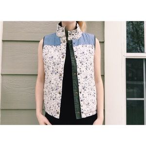Element reversible green floral winter fall vest small